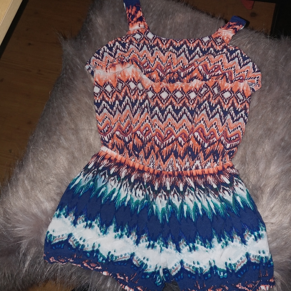 Xhiliration | ikat summer ruffle romper